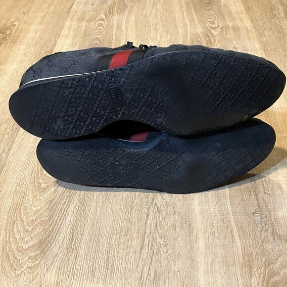 Gucci GG Signature Low Top Black Stripe Canvas CLEAN Shoes 117711 Mens Size 10 main image 4